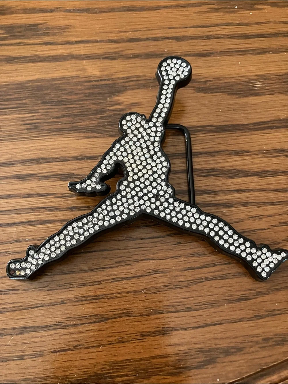 Jordan Rhinestone Jumpman Belt Buckle - Black & Silver